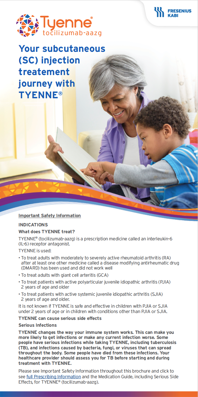 Thumbnail of the TYENNE Autoinjector/PFS Patient Brochure